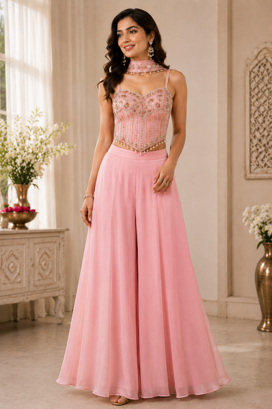 Women's Indowestern corset & plazzo set