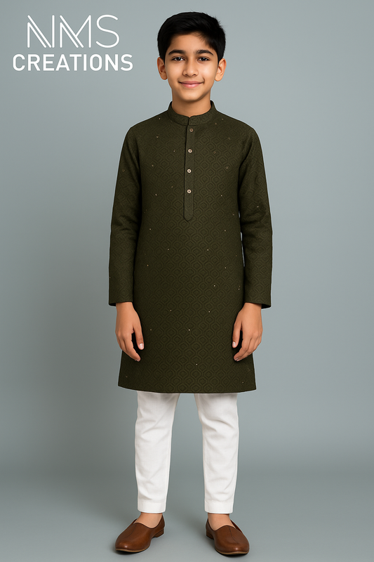 Olive Green Elegance Kurta Set 2581