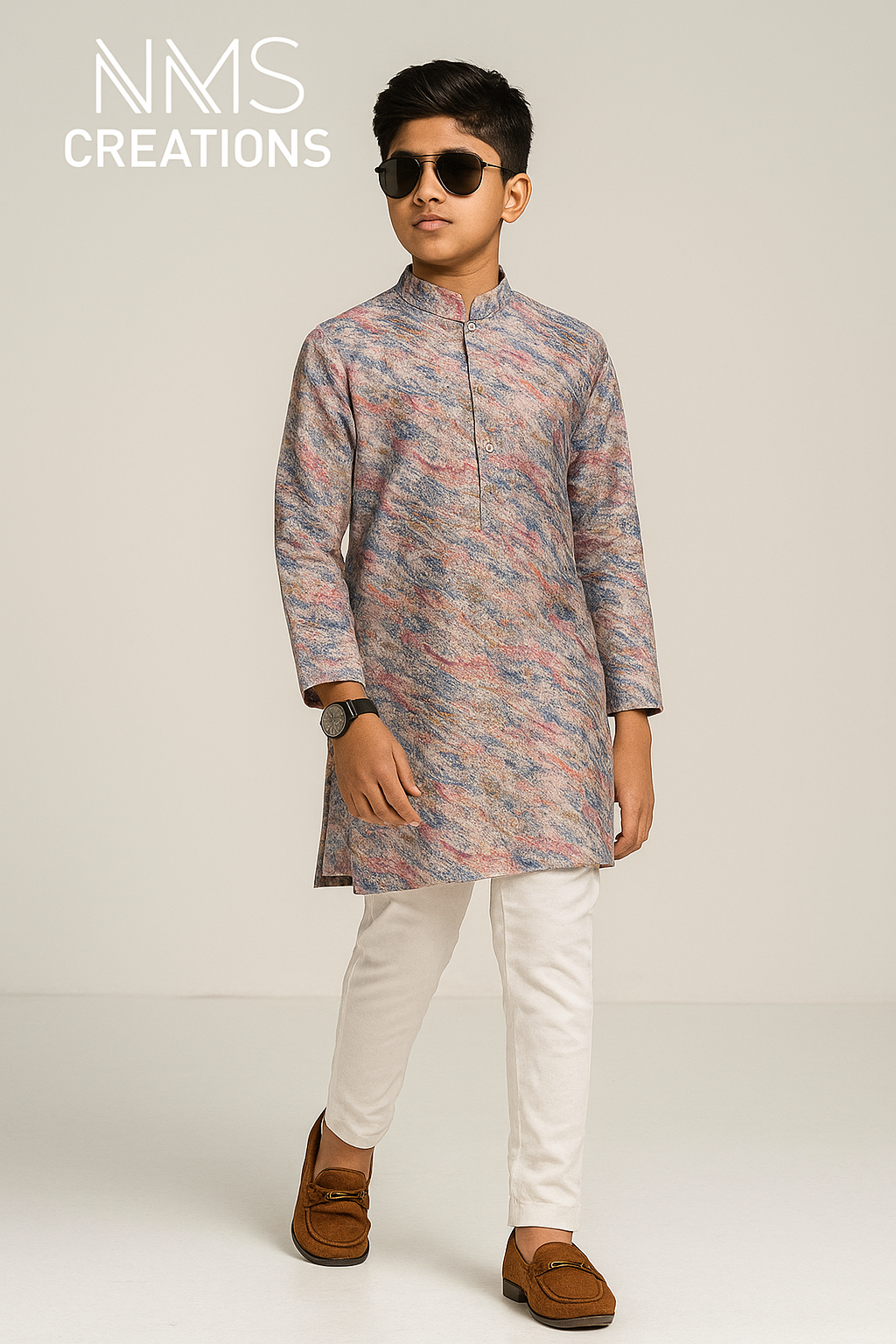 Pastal Multicolor Boys Kurta Pajama Set 2558
