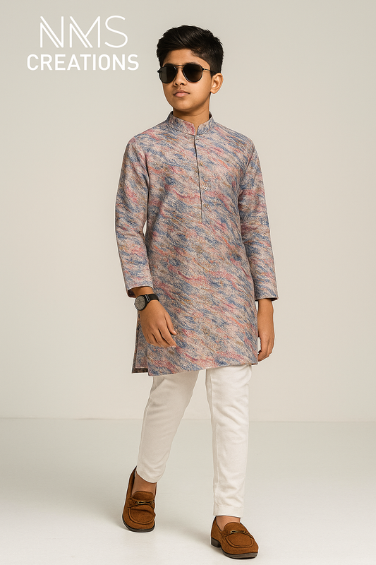 Pastal Multicolor Boys Kurta Pajama Set 2558