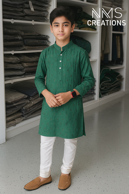 Royal Green Embroidered Kurta Pajama - 2589