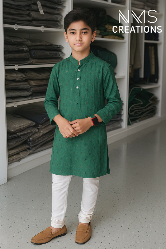 Royal Green Embroidered Kurta Pajama - 2589