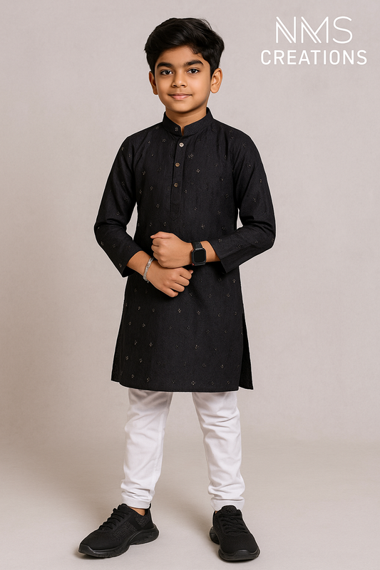 Regal Black Mirror Work Kurta Set - 2589