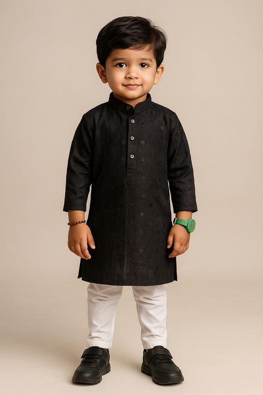 Regal Black Mirror Work Kurta Set - 2589