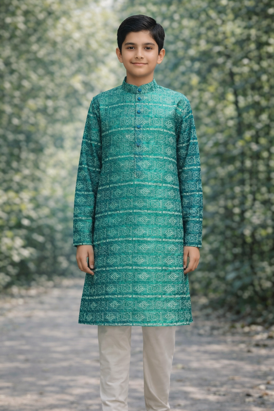 Boys Royal Green Kurta Set