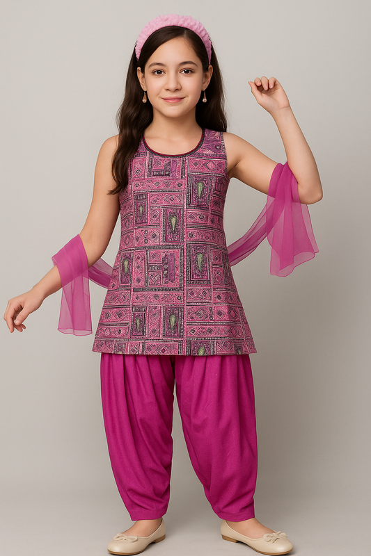 Rose Pink Patiala Suit Set - Style 9069