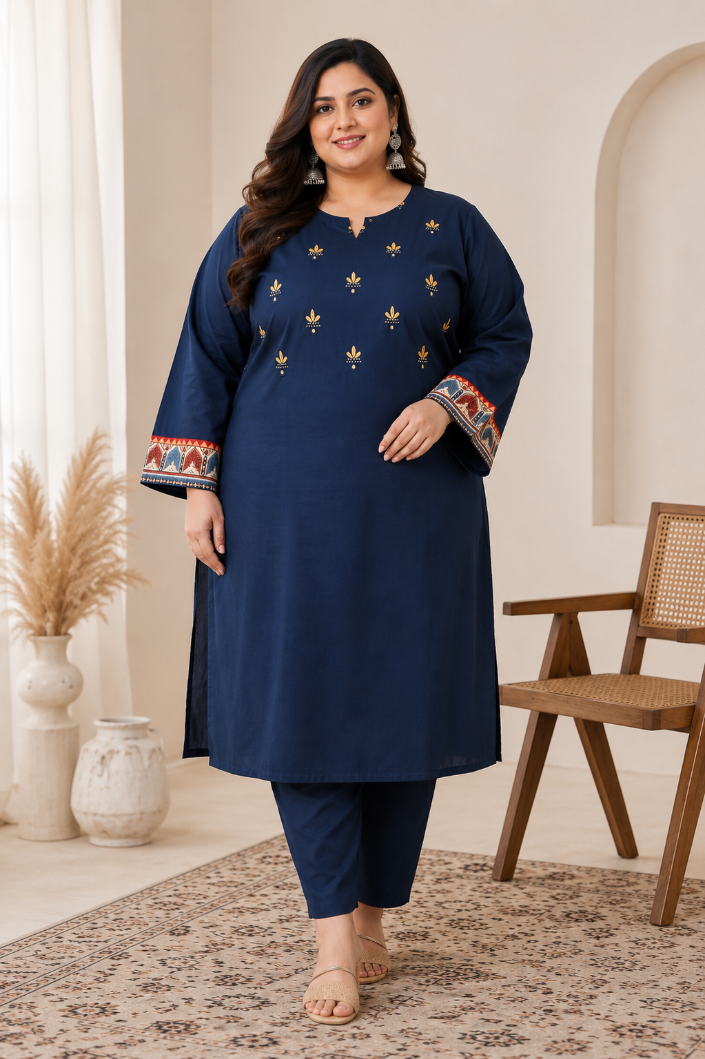 Indigo Meadow Cotton Kurta & Pant