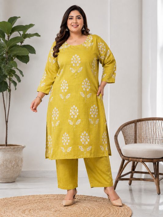 Cotton Embroidered Kurta Pant Set