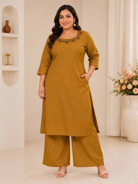 Mustard Yellow Straight Kurta Set