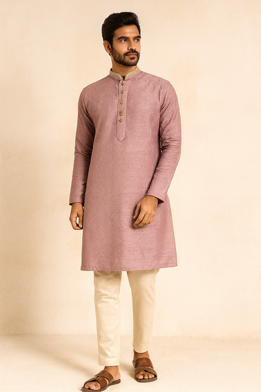 Regal LavandarTextured Ethnic Kurta for Men