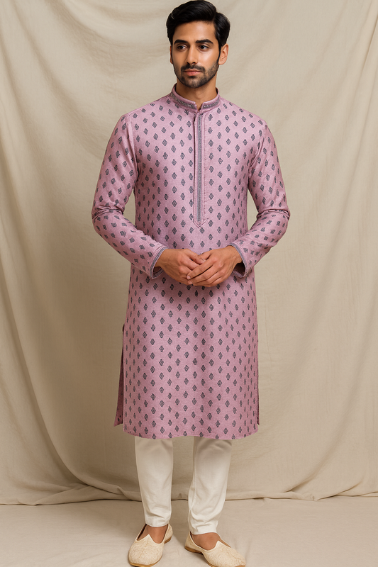 Elegant Purple Silk-Blend Men's Kurta