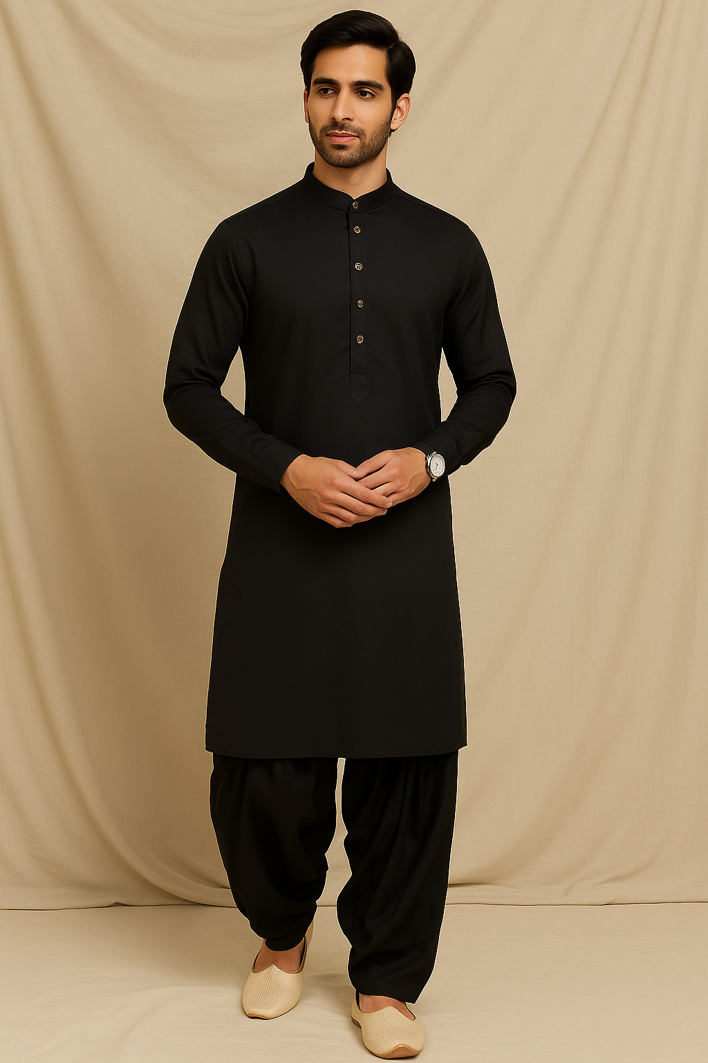 Ebony Royal Patiala Kurta Ensemble - Men's Ethnic Wear
