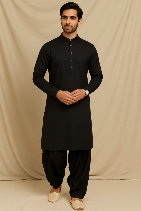 Ebony Royal Patiala Kurta Ensemble - Men's Ethnic Wear