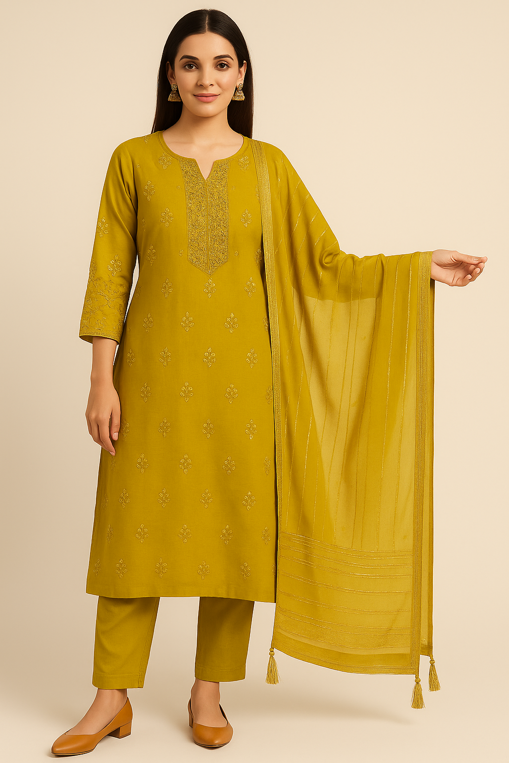 Mustard Glow Embroidered Salwar Suit with Dupatta