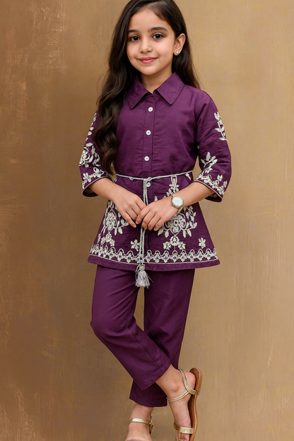 Light Purple Coord Set with Embroidery Work