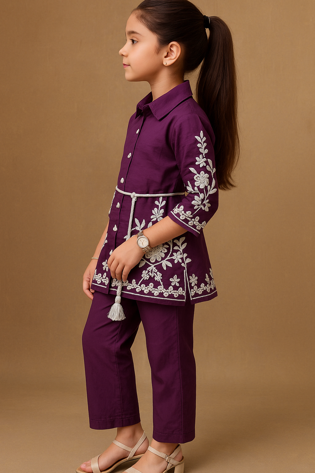 Light Purple Coord Set with Embroidery Work