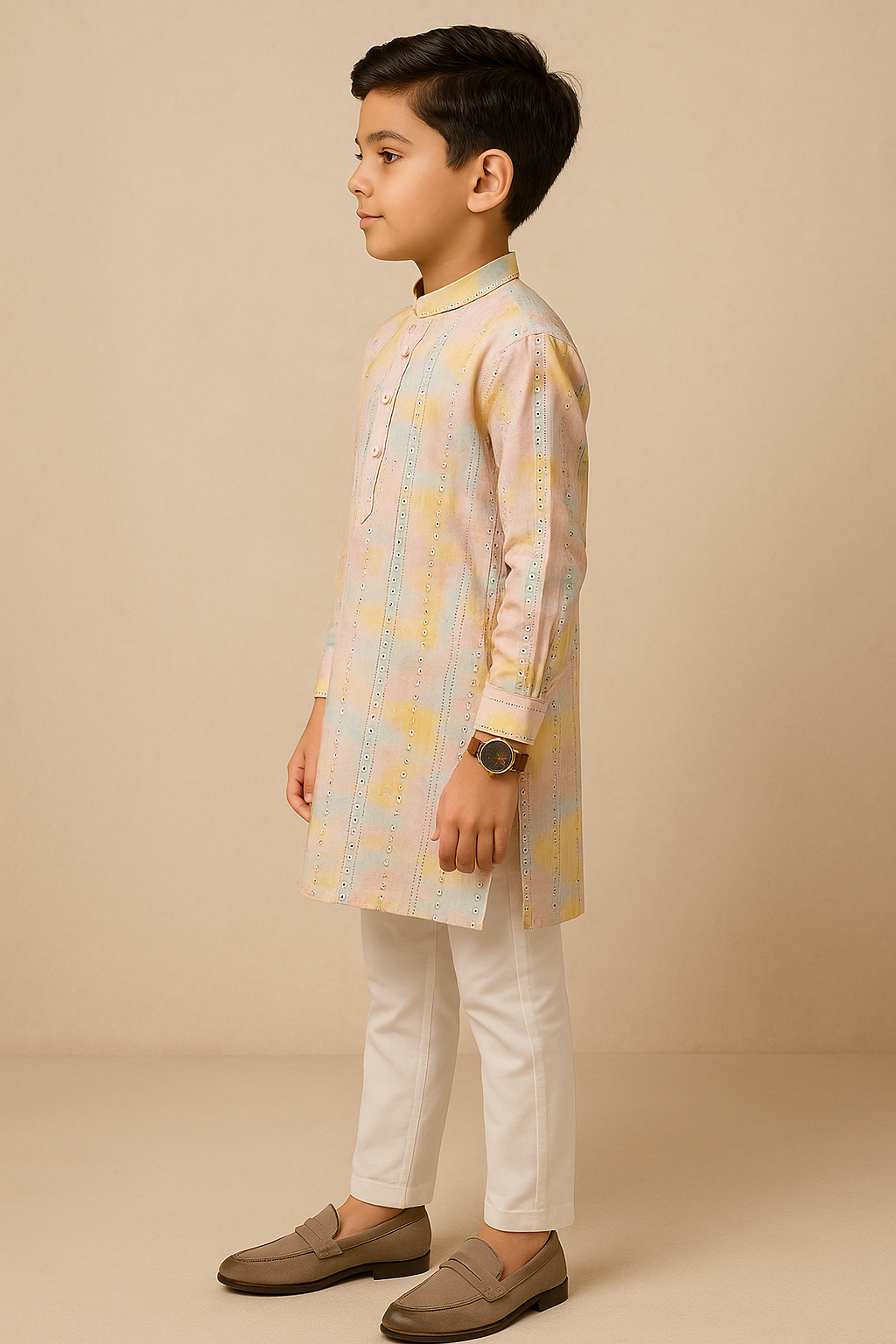 Boys Pastel Cotton Silk Kurta Pant Set – Festive Wear