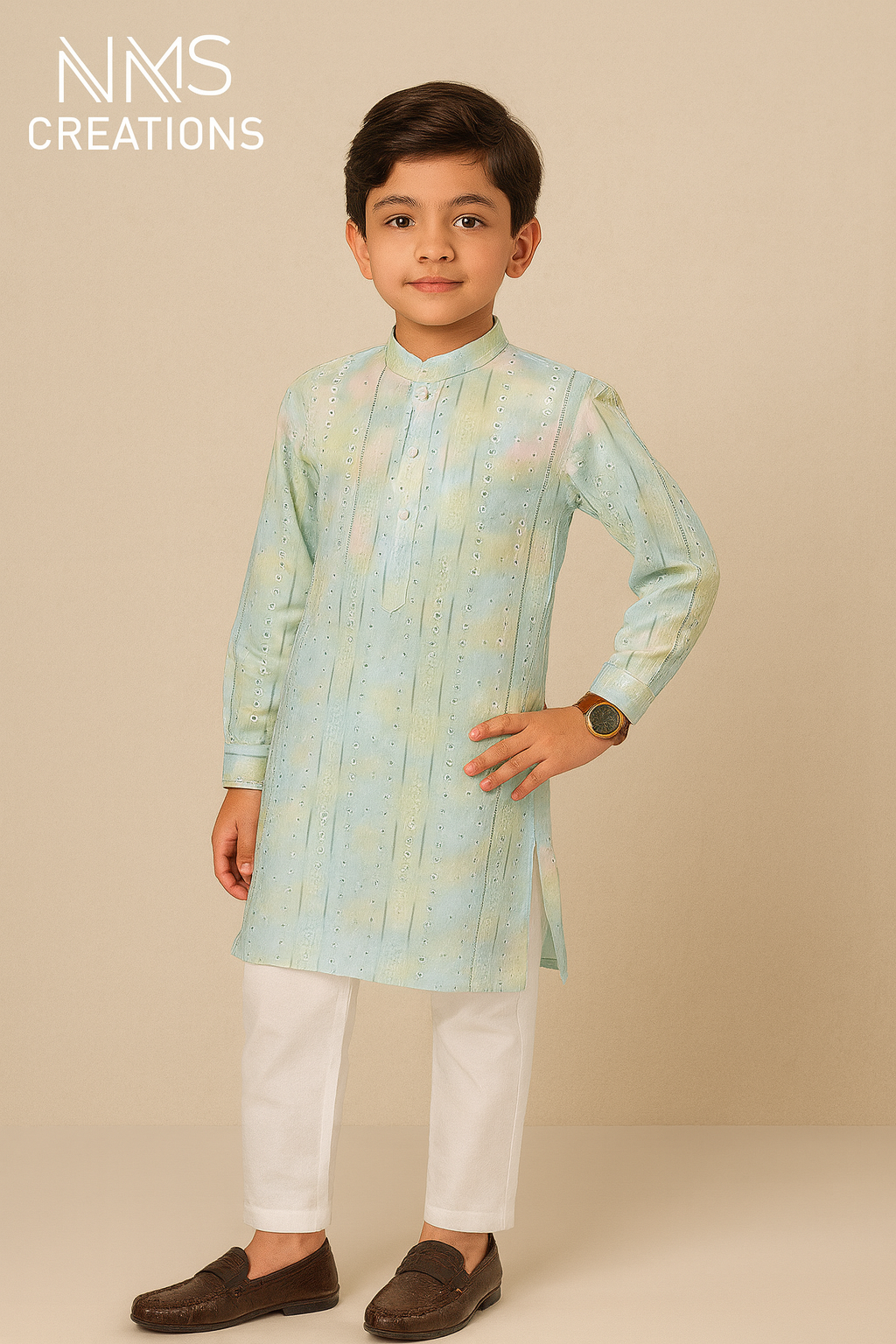 Boys Pastel Cotton Silk Kurta Pant Set – Festive Wear