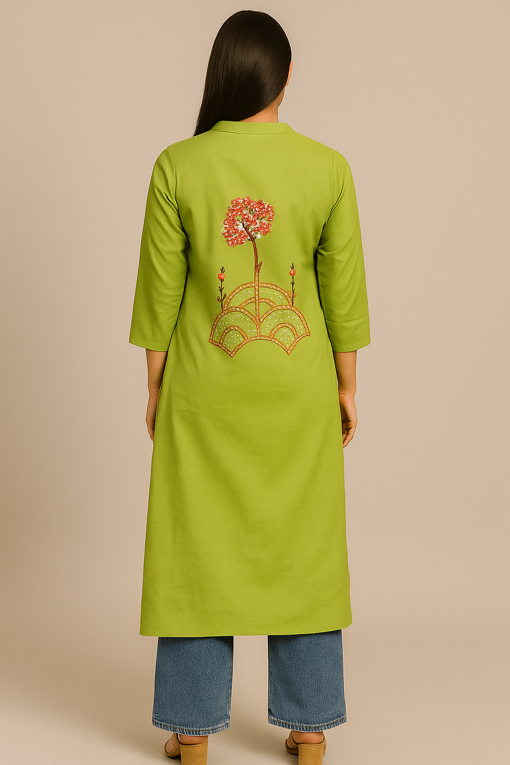 Lime Garden Yoke Kurti