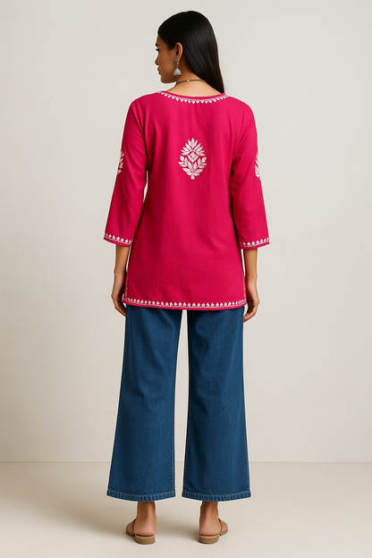 Noor Kashmiri Threadwork Short Kurta