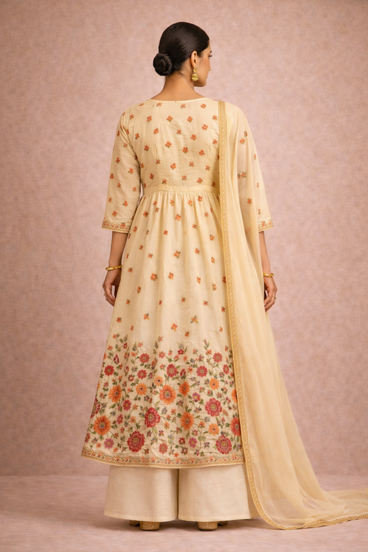 Ivory Floral Grace Suit Set (3-Piece)