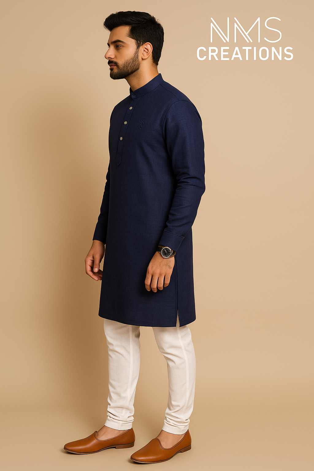 Navy Blue Pure Cotton Kurta – Elegant & Comfortable for Summer and Festive Wear