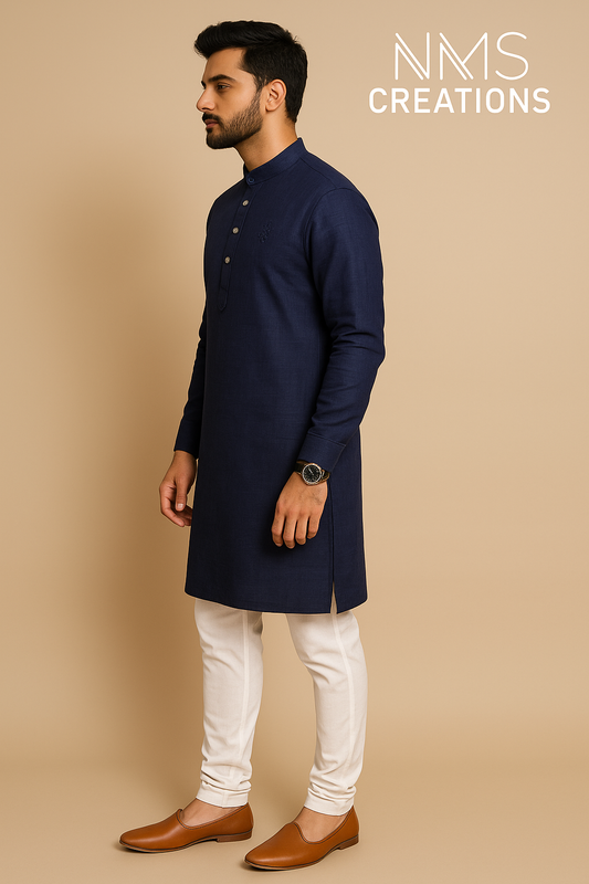 Navy Blue Pure Cotton Kurta – Elegant & Comfortable for Summer and Festive Wear