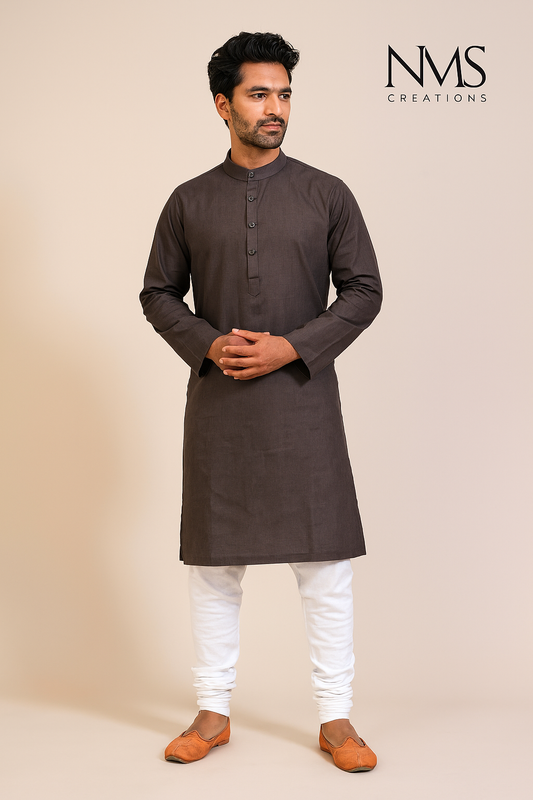 Onyx Black Pure Cotton Kurta – Elegant & Comfortable for Summer and Festive Wear