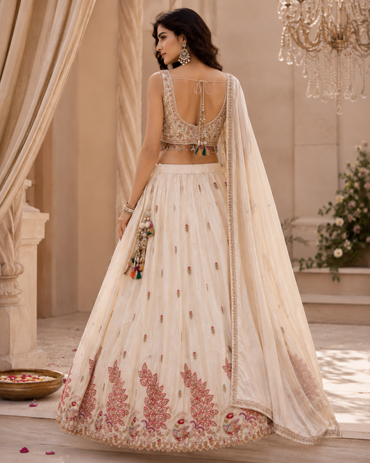Ivory Peacock Lehenga Set