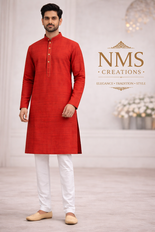 Men’s Red Classic Kurta