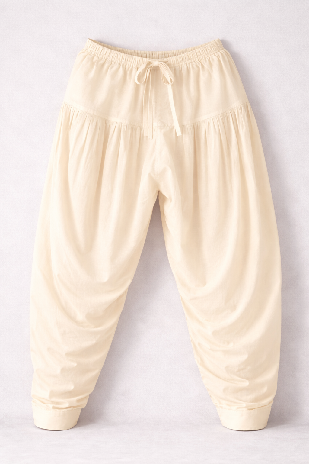 Cream men's Patiala pants garment detail