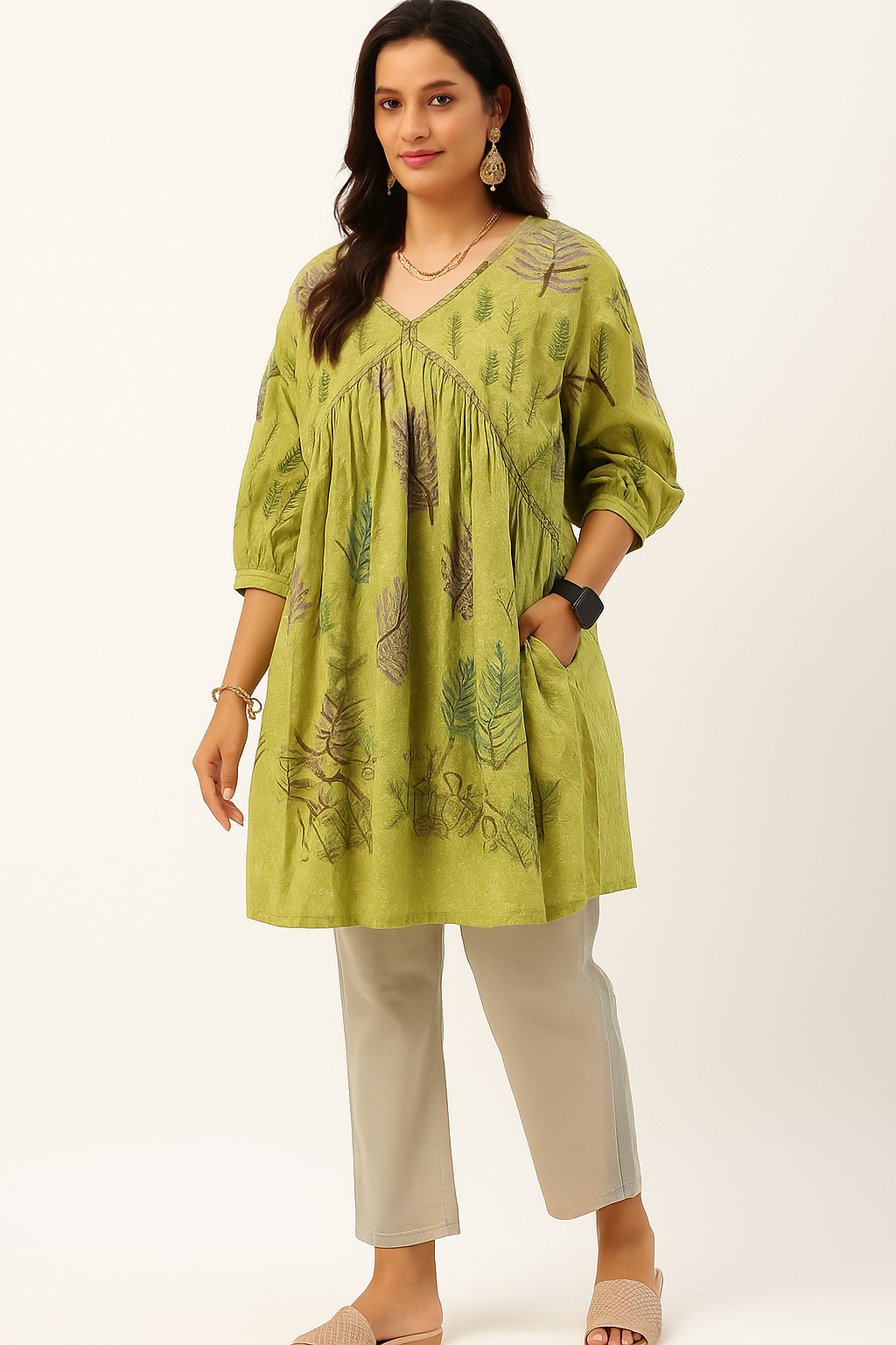 Fern Green Anarkali Short Kurti