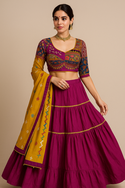 Vibrant Mirror-Work Traditional Lehenga Choli Set
