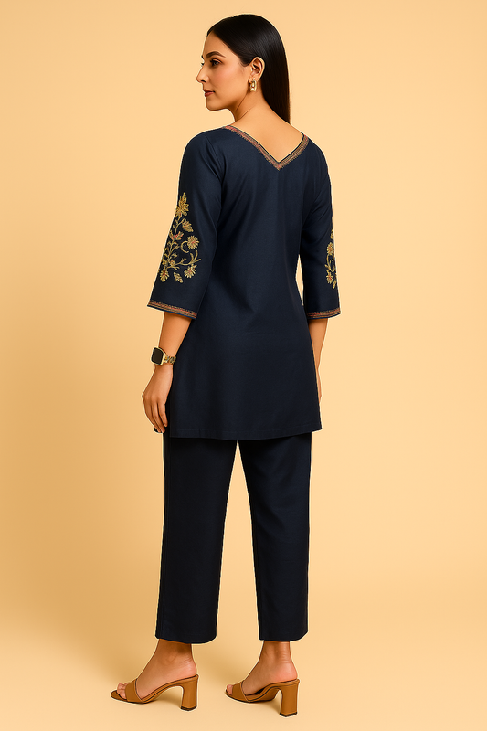 Midnight Blue Embroidered Co-ord Set