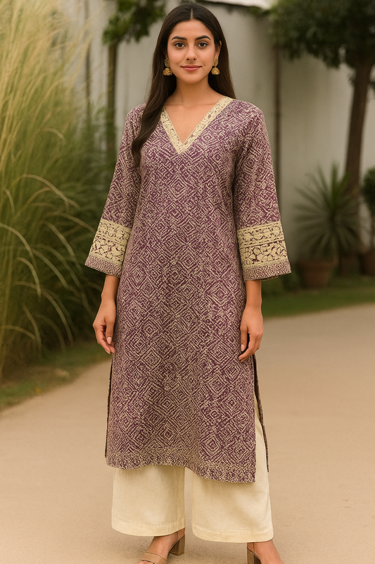 Plum Heritage Block Print Kurti