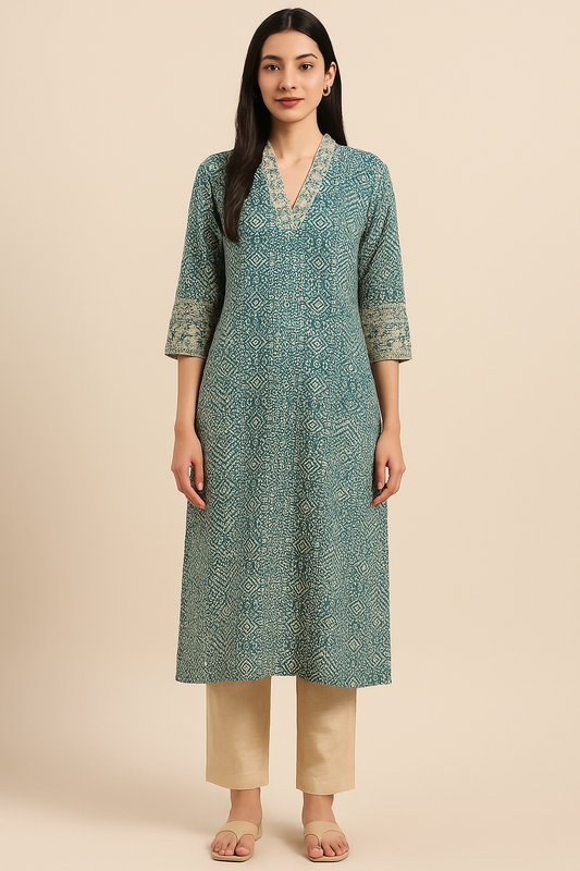 Azure Mosaic Printed Kurti