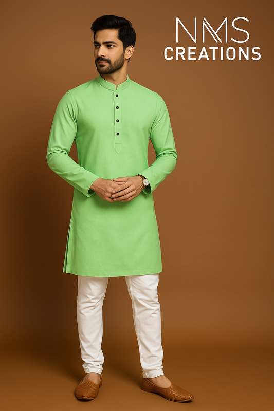 Pista Green Pure Cotton Kurta – Elegant & Comfortable for Summer and Festive Wear