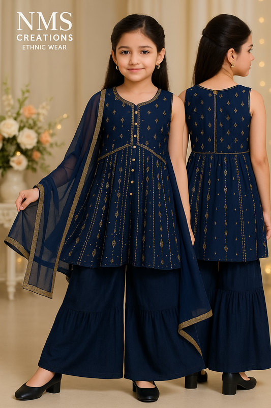 Royal Midnight Blue Sharara Set
