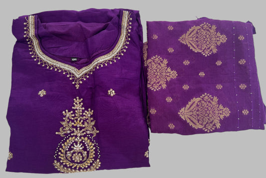 Purple Designer Salwar Suit with Pearl Handcraft