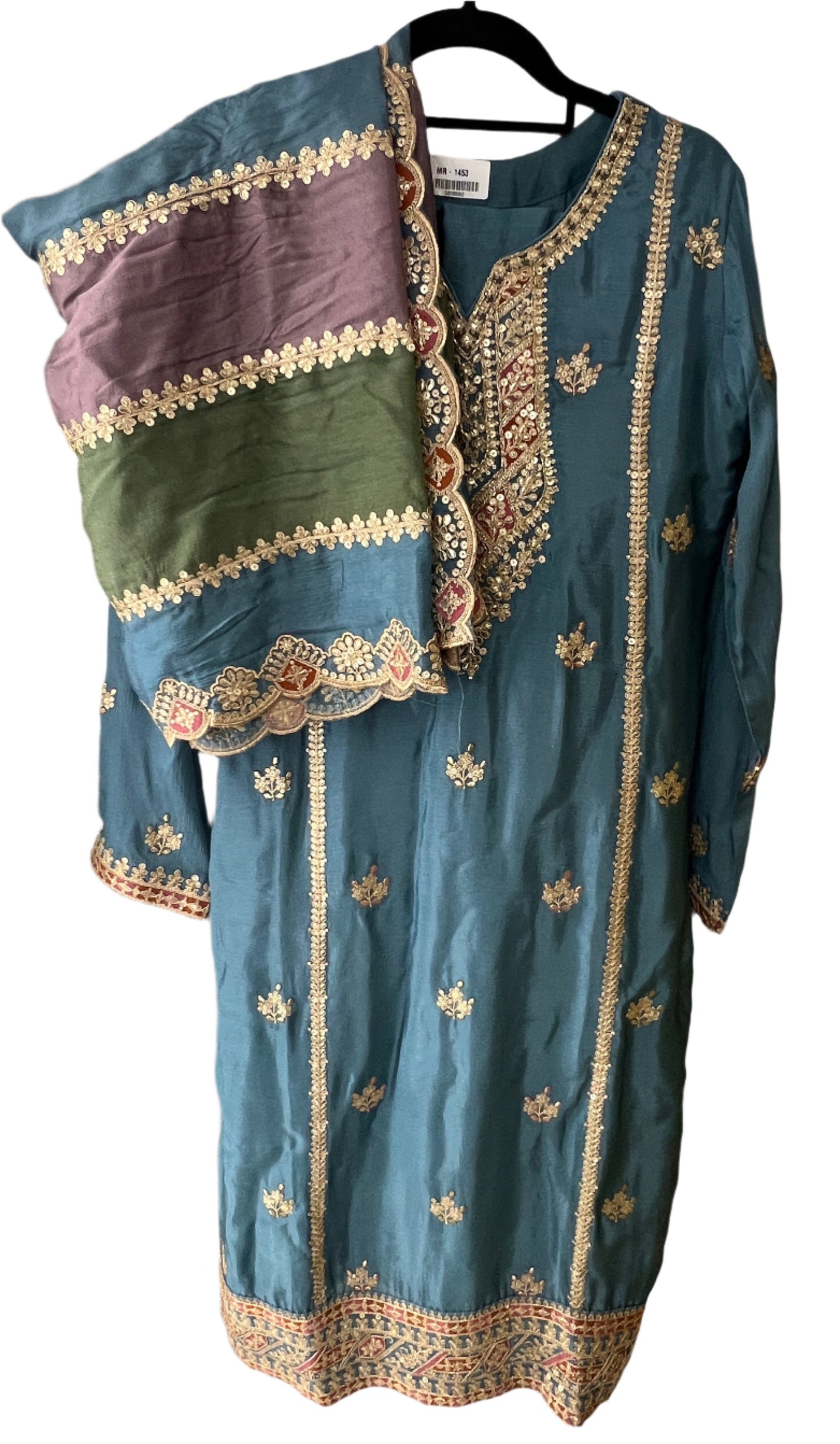 Peacock Blue Salwar Suit with vibrant dupatta