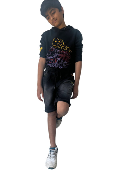 Kids Cotton Shorts - Denim Washed Style