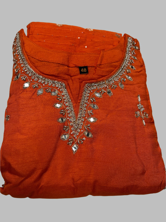 Orange Silk Designer Salwar Suit