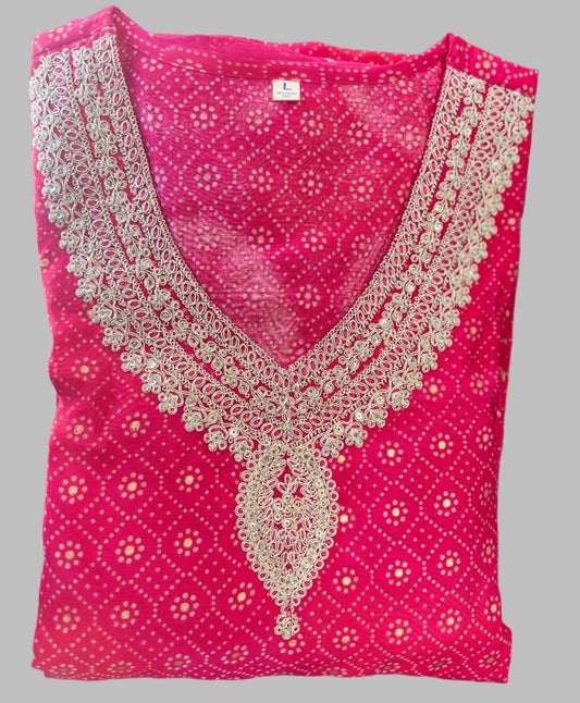 Pink Designer Bandhni Look Handworked Salwar Suit