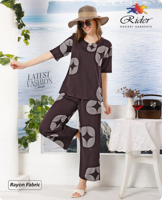 Rayon Cotton Loungewear Co-ord Set