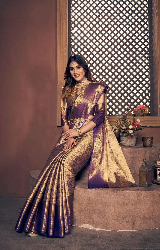 Premium Kanjiveram Soft Silk Saree with Original Zari Weaving