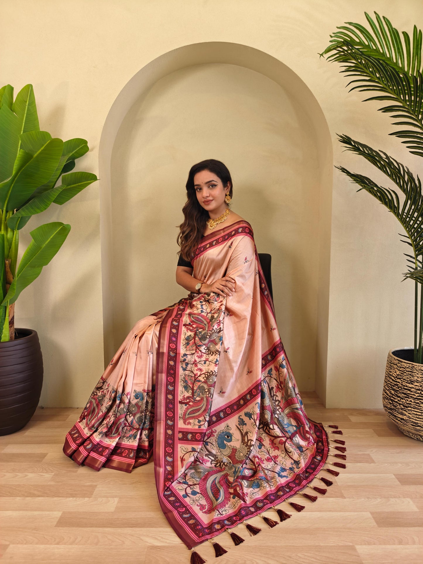 Dola Viscose Kalamkari Saree