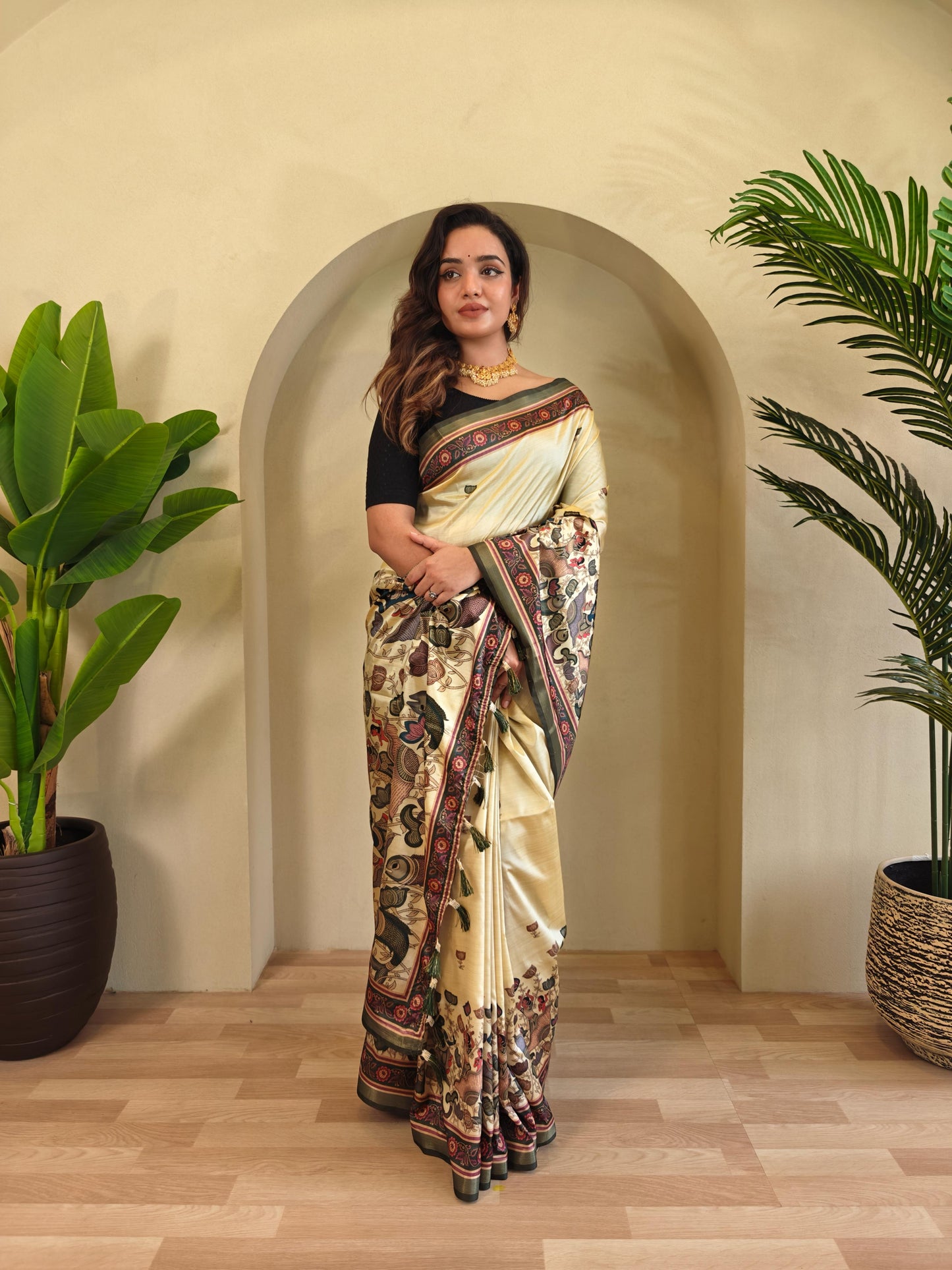 Dola Viscose Kalamkari Saree