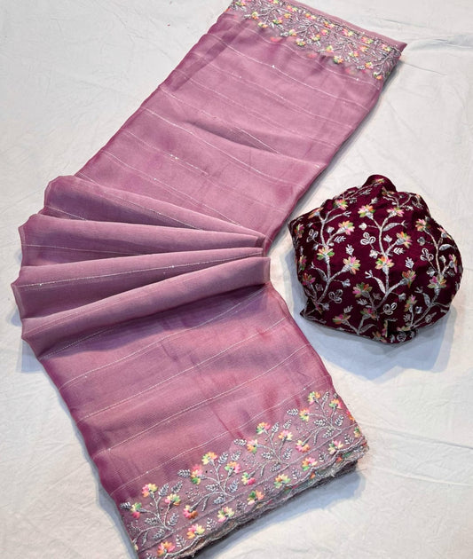 The Moss Chiffonn Sequence Saree