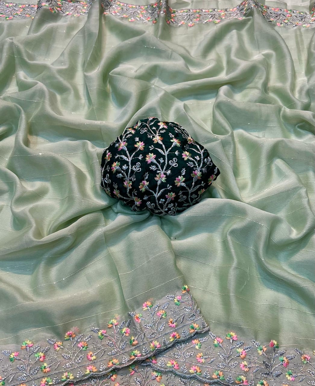 The Moss Chiffonn Sequence Saree