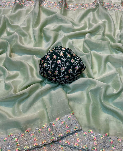 The Moss Chiffonn Sequence Saree